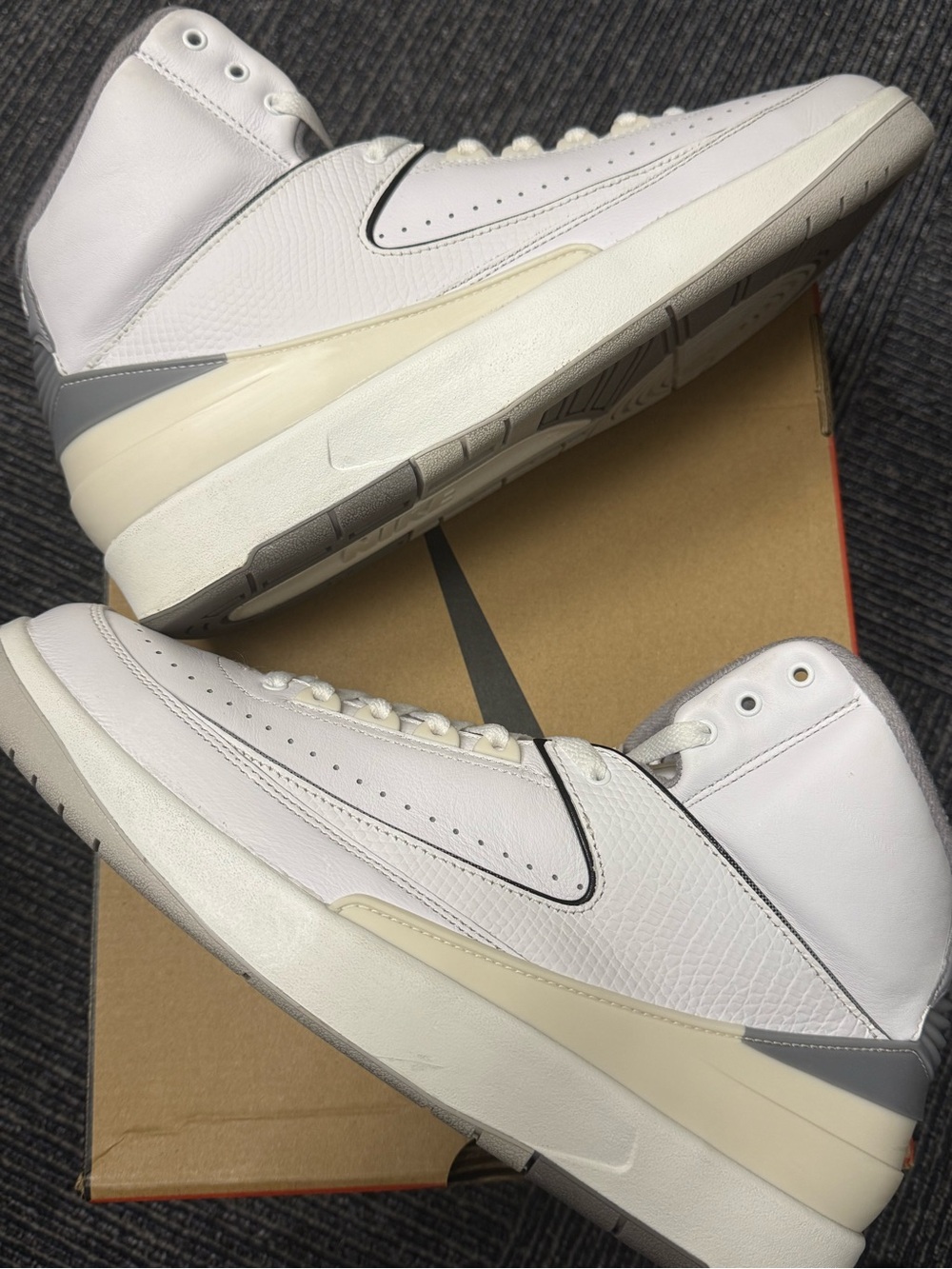 Jordan 2 Retro Cement Grey -  Men's White and Gray High-Top Sneakers